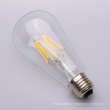 4W 6W 8W LED filamento bombilla de luz regulable filamento llevó el bulbo E26 E27 B22 ST64 advierte blanco 360 ce rohs claro 4W